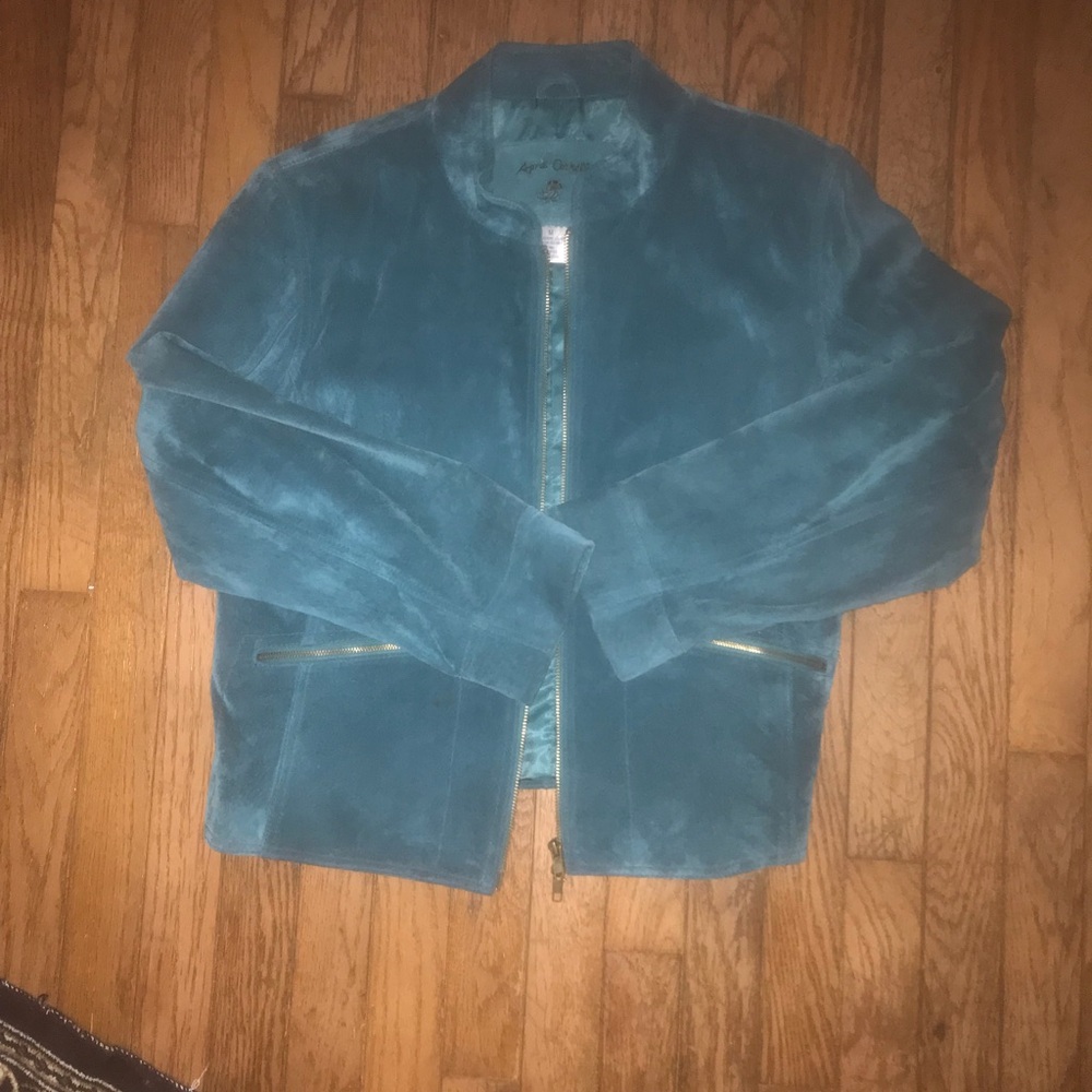 Suede Leather Turquoise Jacket